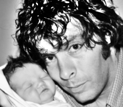 Milo and his newborn daughter Zoë